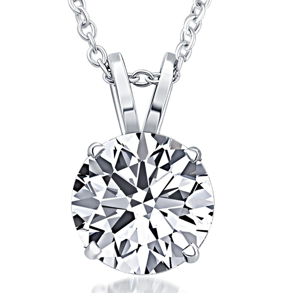 Certified 3Ct Round Cut Diamond Pendant 14k White Gold Lab Grown Necklace