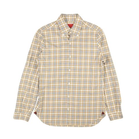 Isaia Napoli Plaid Cotton Slim Fit Shirt – Camel