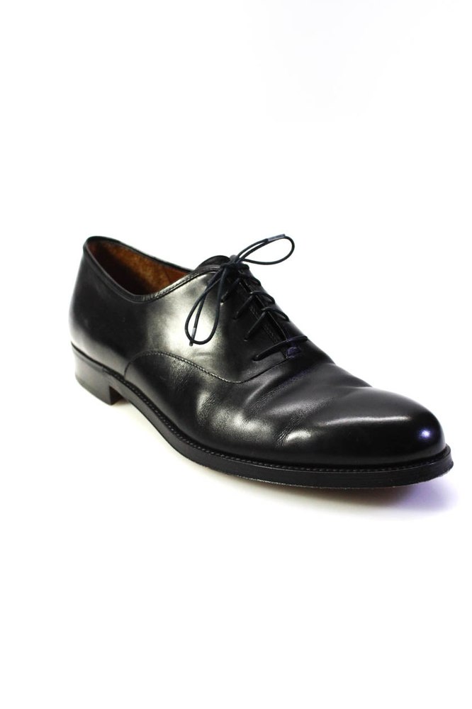 Salvatore Ferragamo Mens Salvatore Almond Toe Leather Derby Shoes Black