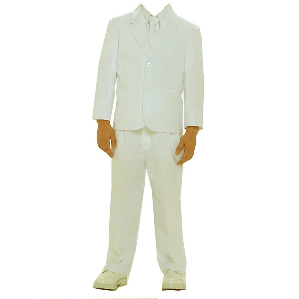 Little Boys Ivory Single Breasted Jacket Vest Shirt Tie Pants 5 Pc Suit 2T-7