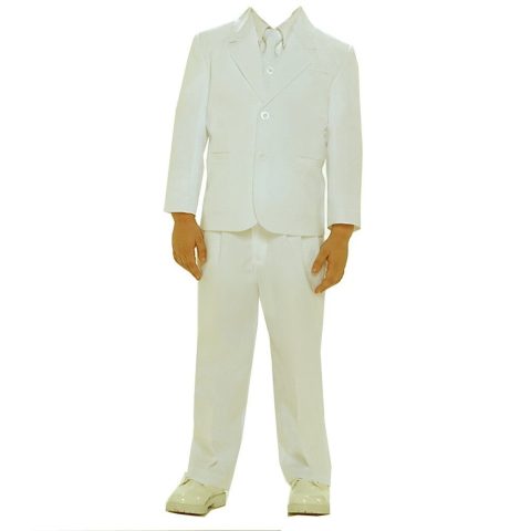 Big Boys Ivory Single Breasted Jacket Vest Shirt Tie Pants 5 Pc Suit 8-20
