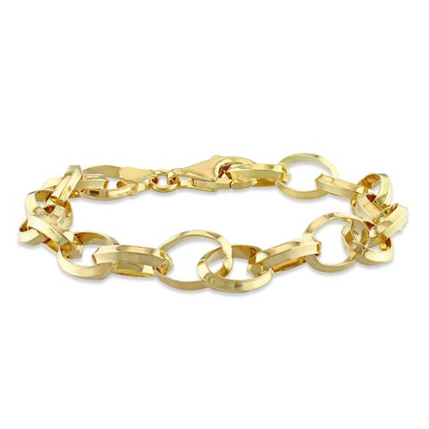 Mimi & Max Rolo Chain Bracelet in Yellow Plated Sterling Silver – 7.5 in