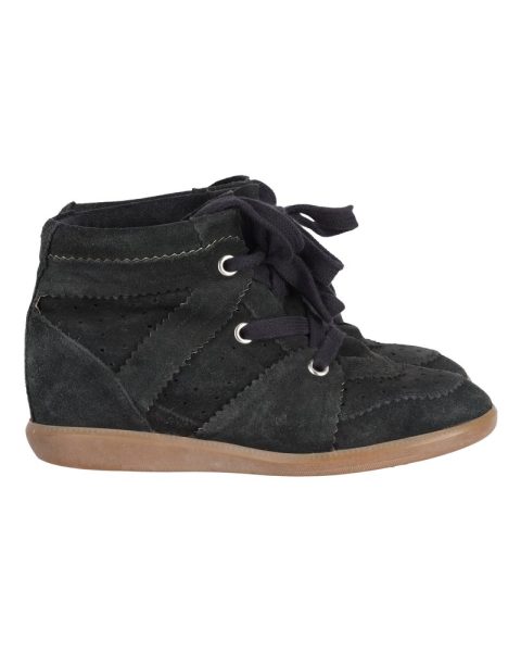 Isabel Marant Bobby High Top Wedge Sneakers in Black Suede
