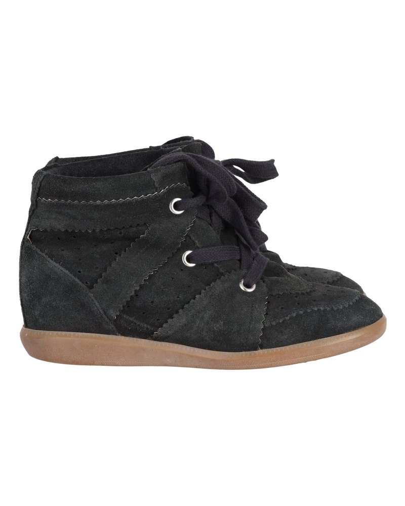 Isabel Marant Bobby High Top Wedge Sneakers in Black Suede