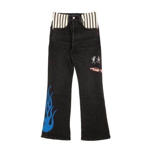 Lost Daze Stripe Spandex Waist Jeans – Black