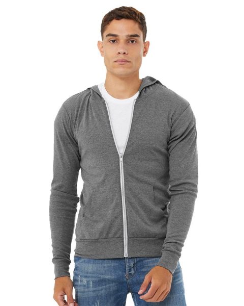 BELLA + CANVAS Men’s Triblend Full-Zip Lightweight Hoodie BC3939