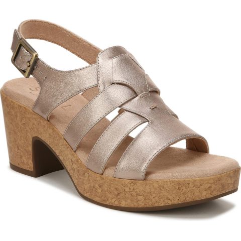 Aki Faux Leather Peep-Toe Platform Sandals