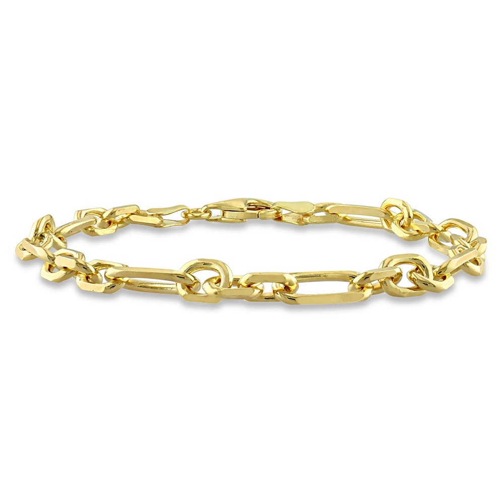 Mimi & Max 6mm Diamond Cut Figaro Chain Bracelet in Yellow Plated Sterling Silver – 9 in