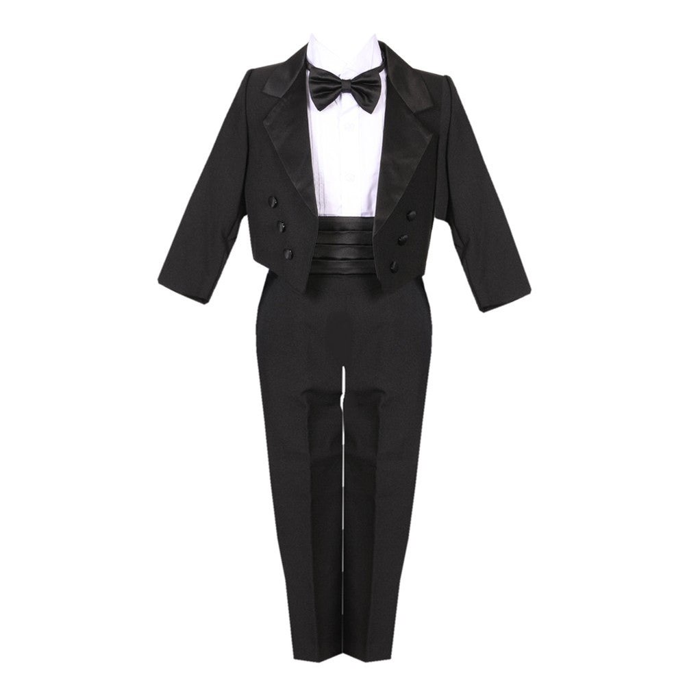Black 5 Piece Vest Jacket Pants Special Occasion Tuxedo Suit Big Boys size 8-20