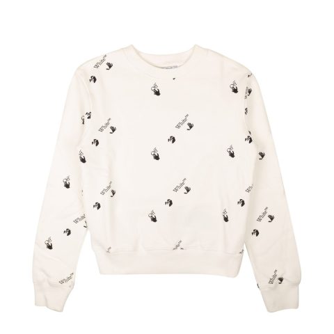 Off-White C/O Virgil Abloh Ow Allover Slim Crewneck Sweatshirt – White/Black