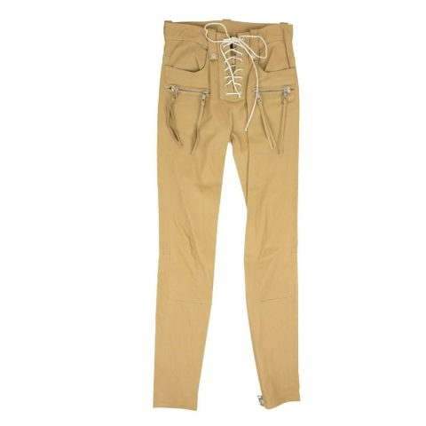 Unravel Project Leather Skinny Lace Up Pants – Beige