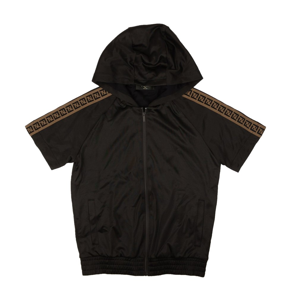 Fendi Polyamide Ff Motif Removable Sleeve Bomber Jacket Missing Sleeves – Black