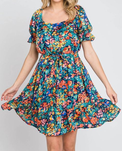Spring Secret Floral Dress In Navy