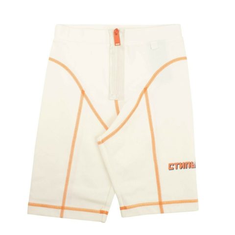 Heron Preston Stitch Biker Shorts – White/Orange
