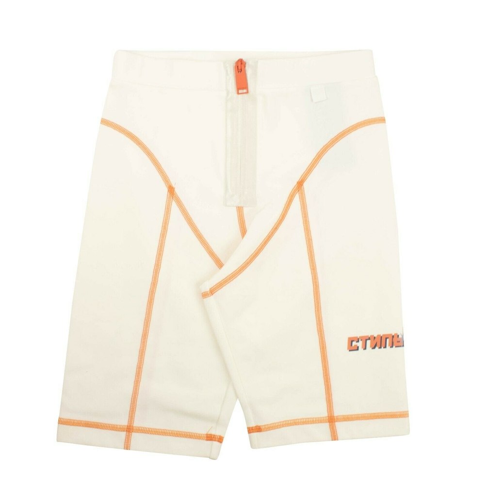 Heron Preston Stitch Biker Shorts – White/Orange