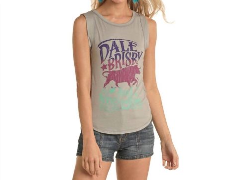Dale Brisby Tank Top Rodeo Time In Light Grey