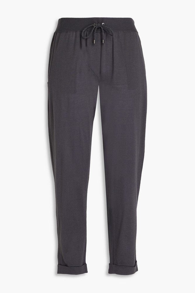 Brunello Cucinelli Cropped Wool Cashmere Women’s Pants In Grey Etere