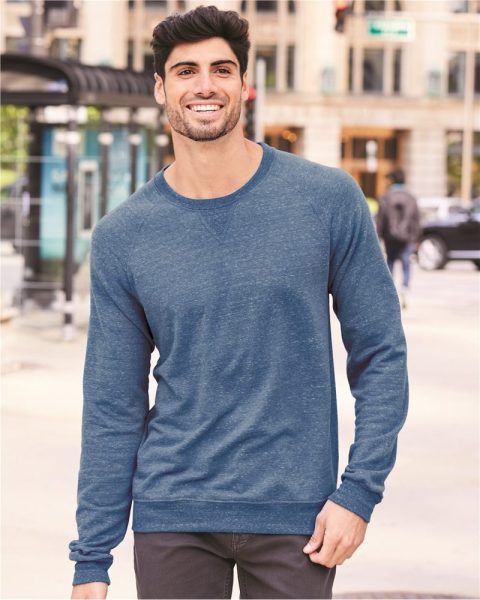 JERZEES Men’s Snow Heather French Terry Raglan Crew Sweatshirt 91M