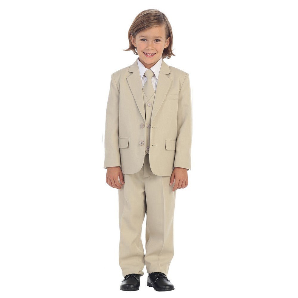 Baby Boys Khaki Jewels & Gents Jacket Vest Shirt Tie Pants 5 Pc Suit 6-24M