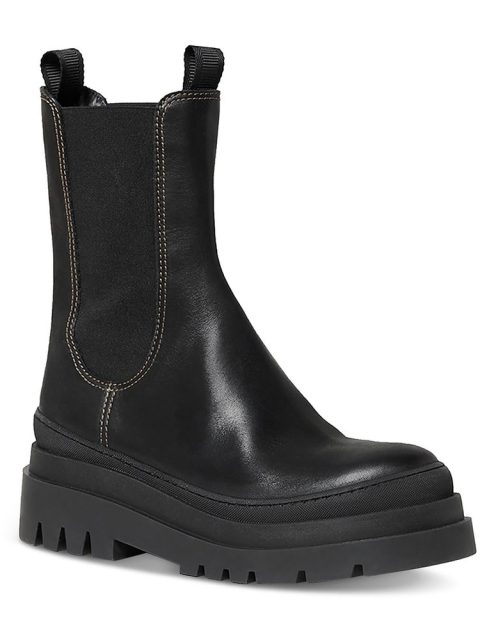 Carlota Womens Leather Lugged Mid-Calf Boots