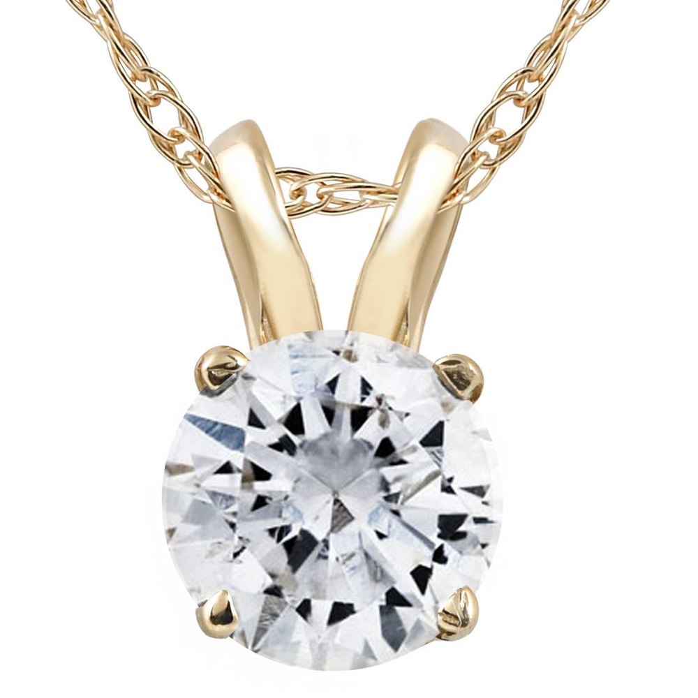 VS 1 1/2Ct Certified Diamond Solitaire Pendant in Yellow Gold Necklace Lab Grown