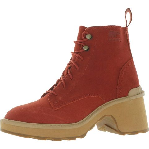 Hi Line Heel Lace Leather Lace Up Ankle Boots
