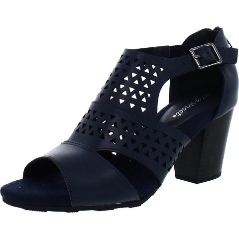 Adara Faux Leather Laser Cut Block Heels