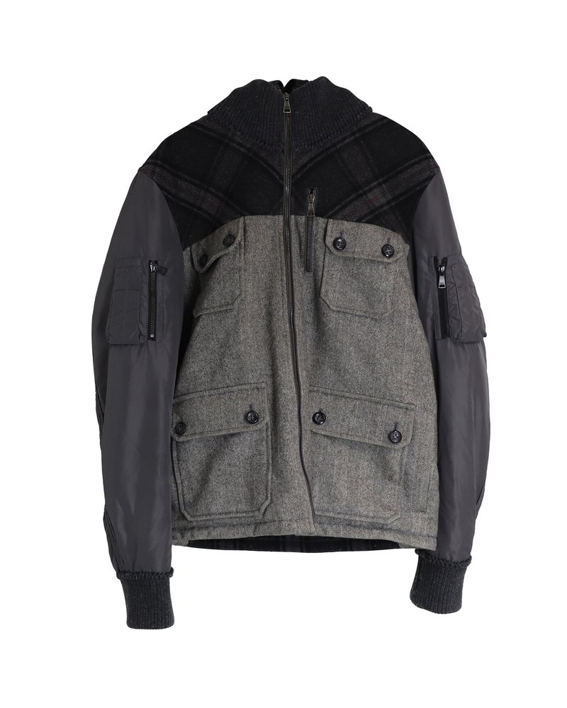 Dolce & Gabbana Plaid Hooded Utility Jacket in Multicolor Wool