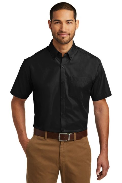 Port Authority Men’s Short Sleeve Carefree Poplin Shirt. W101