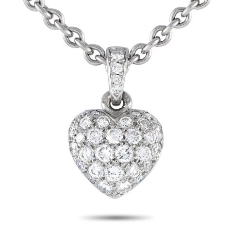 Cartier 18K White Gold Diamond Heart Necklace CA03-051424