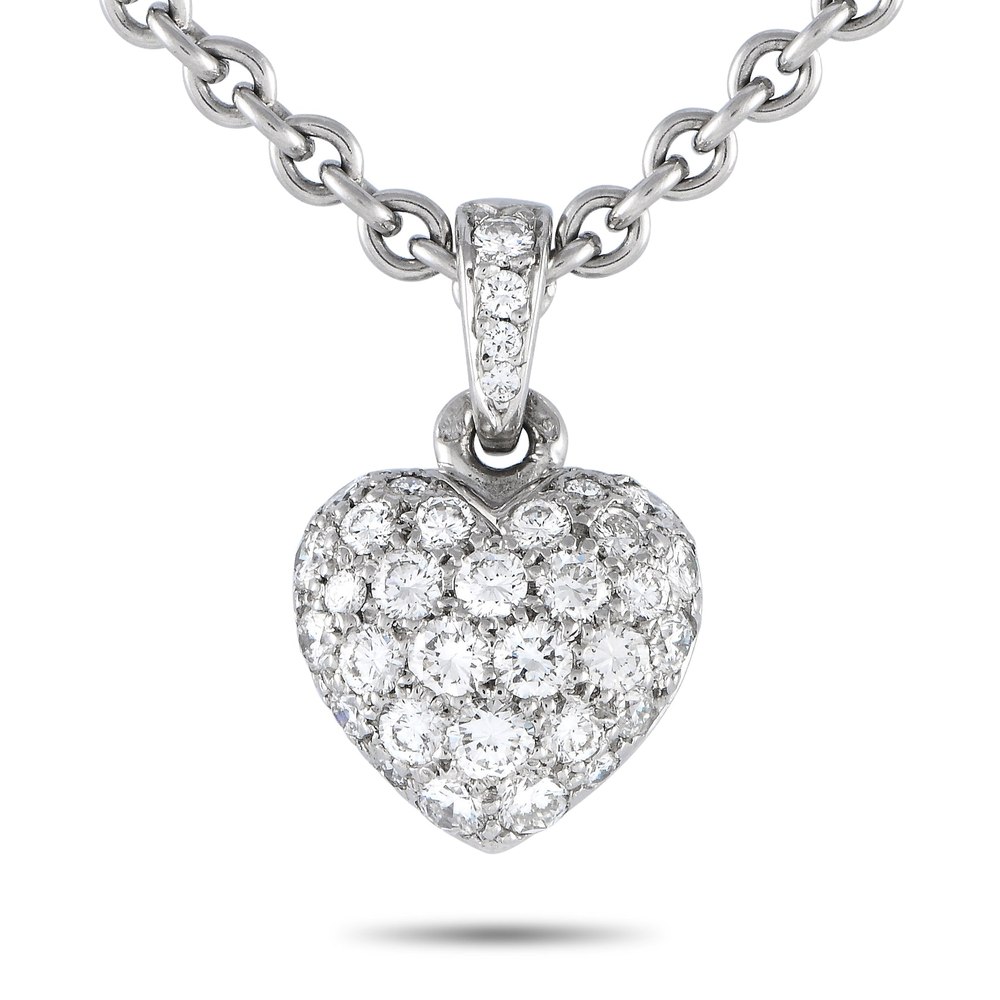 Cartier 18K White Gold Diamond Heart Necklace CA03-051424
