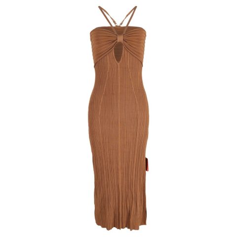 Cult Gaia Elfreda Knit Dress in Brown Cotton