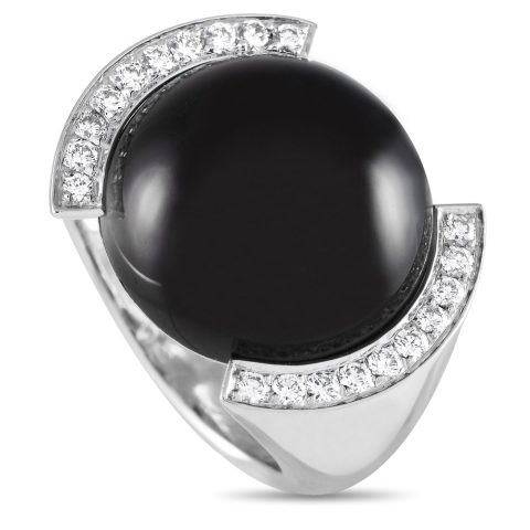 Cartier 18K White Gold Diamond and Smokey Quartz Ring CA04-051424