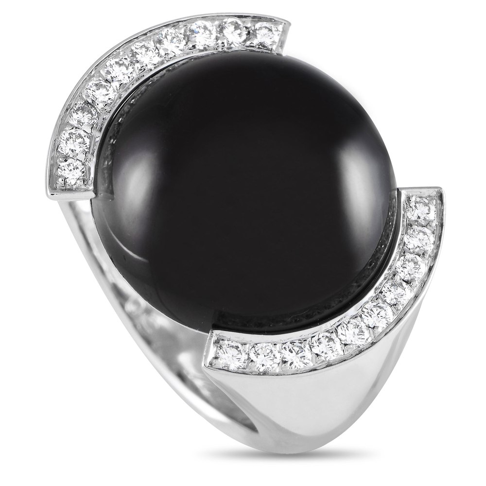 Cartier 18K White Gold Diamond and Smokey Quartz Ring CA04-051424