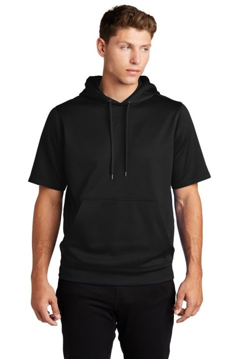 Sport-Tek Men’s Sport-Wick Fleece Short Sleeve Hooded Pullover
