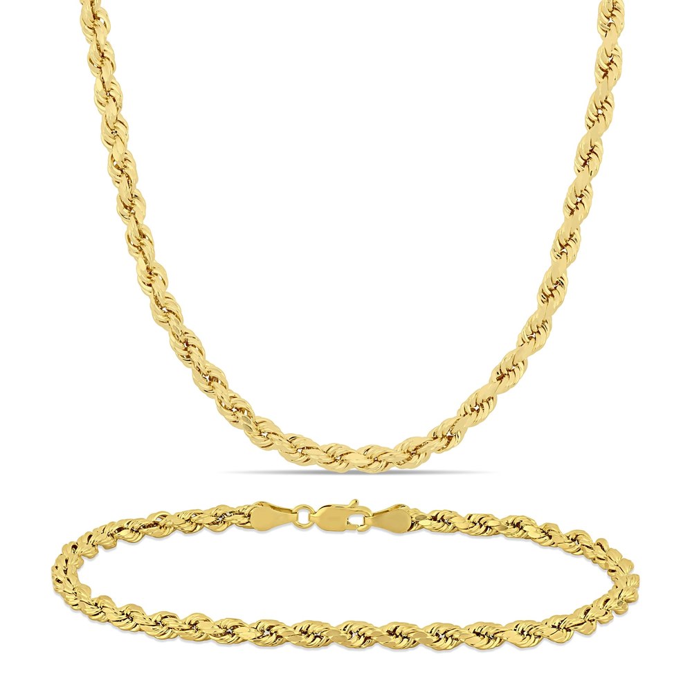 Mimi & Max Men’s Rope Chain Necklace and Bracelet Set 10K Yellow Gold
