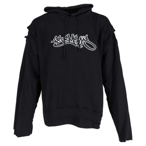 Vetements Patched Long Sleeves Hip Hop Hoodie in Black Cotton