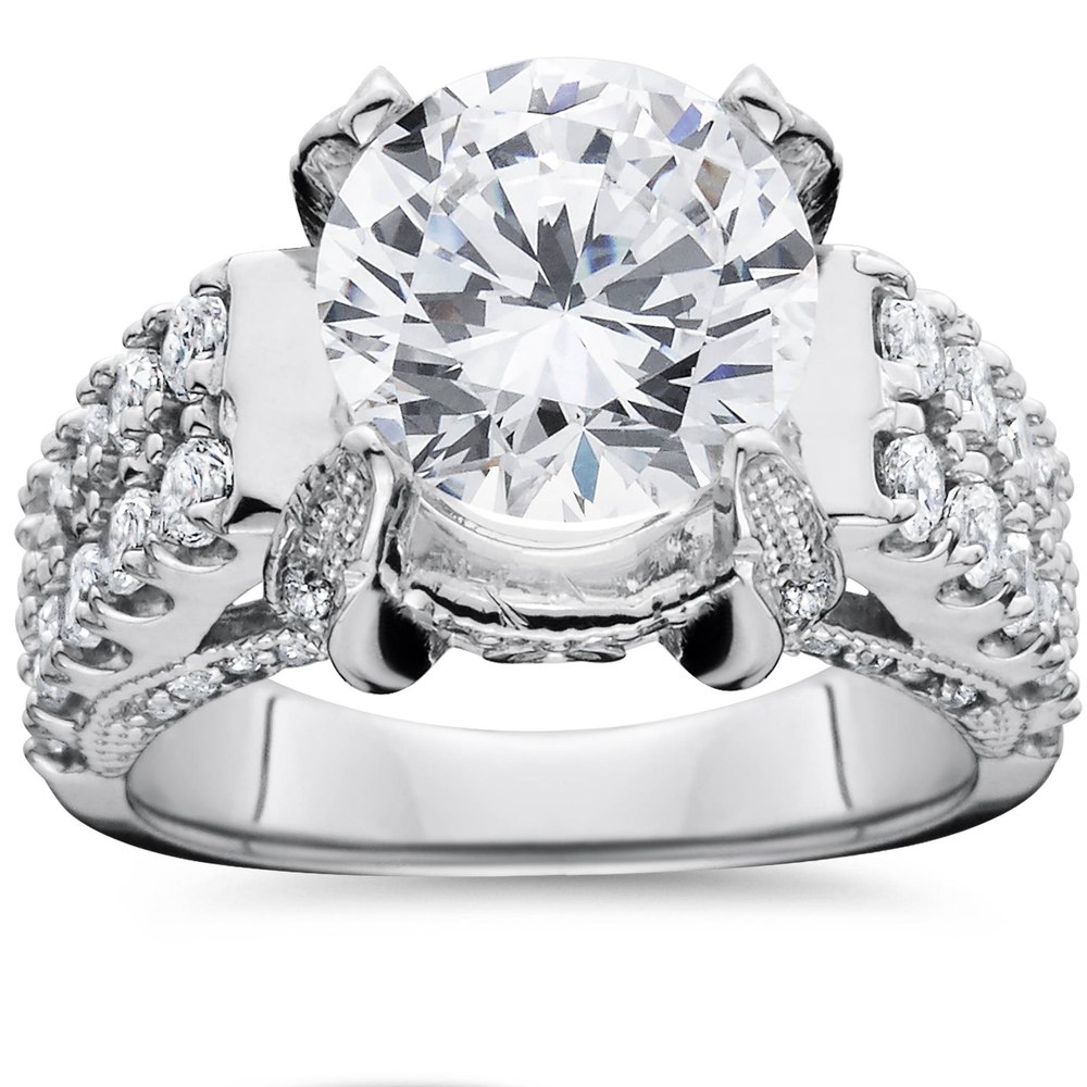Certified 4.50 Ct Lab Grown Diamond Engagement Ring 14K White Gold Vintage