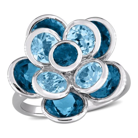 Mimi & Max 7 1/3ct TGW London Blue Topaz and Sku Blue Topaz Flower Ring Sterling Silver