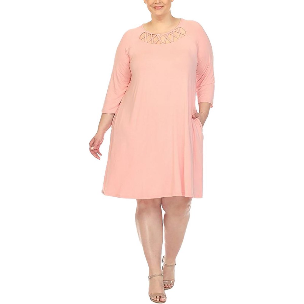 Plus Lattice Swing Midi Dress