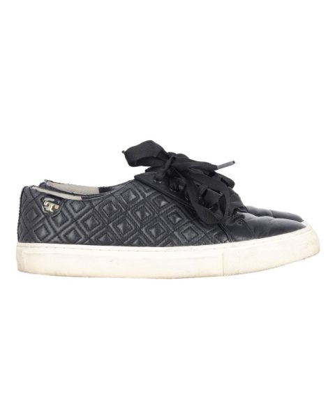 Tory Burch Marion Quilted Sneakers in Black Leather