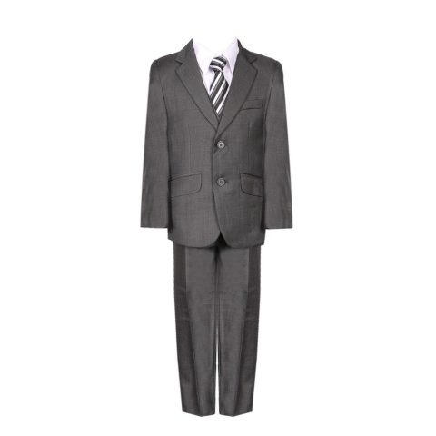 Big Boys Charcoal Fancy 5 Piece Vest Jacket Pants Special Occasion Suit 8-20