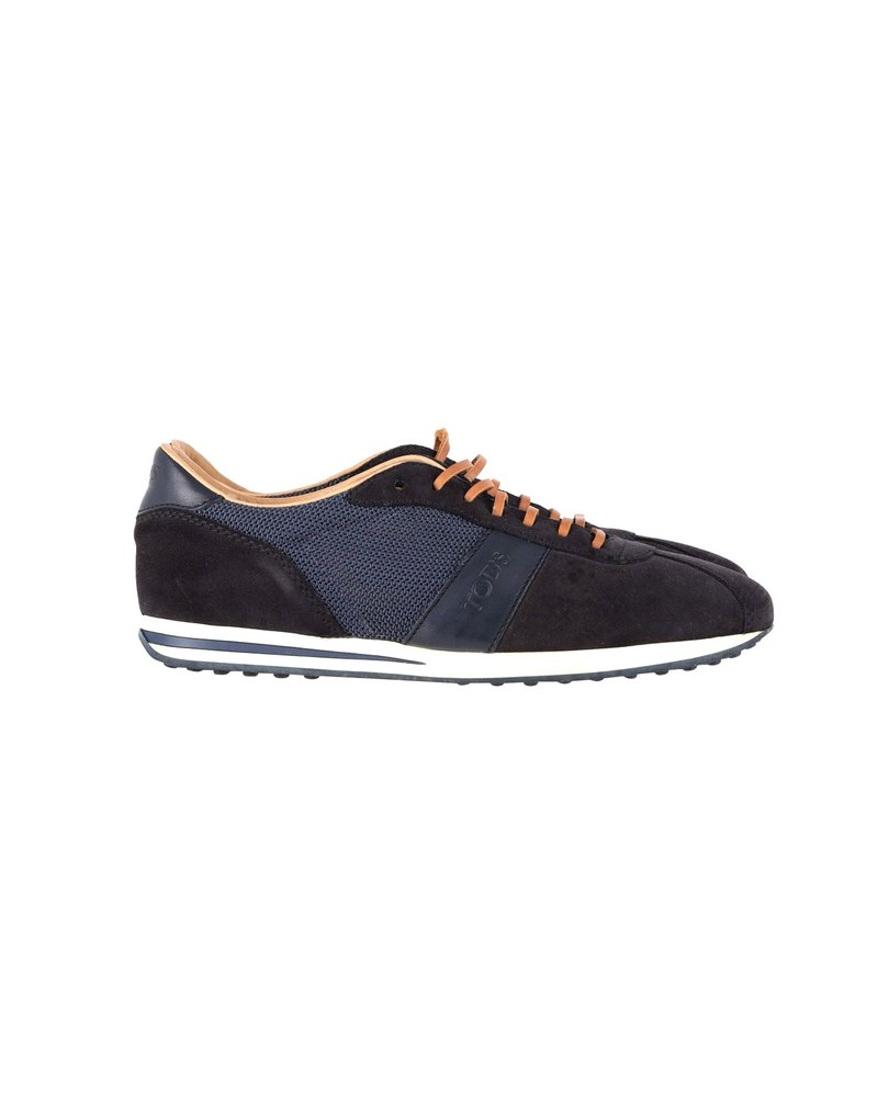 Tod’s Lace-Up Low Top Sneakers in Navy Blue Suede