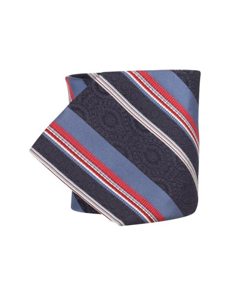 Kenzo Striped Tie in Blue Silk