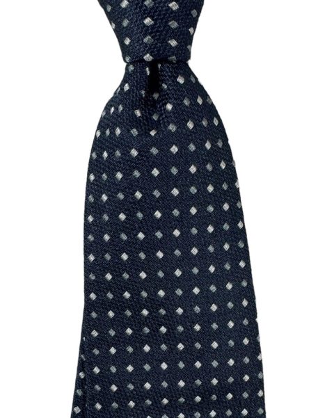 Brunello Cucinelli Dark Blue Silver Mini Square Men’s Tie