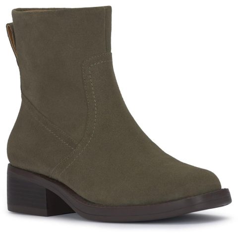 KAZEY Leather Stacked Heel Ankle Boots
