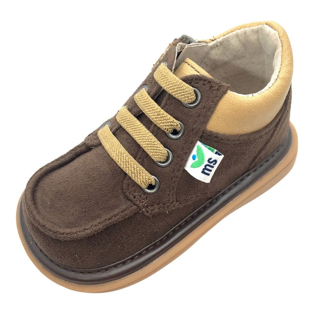 Mooshu Trainers Baby Girls Chocolate Suede Squeaky Bailey Ankle Boots 3-4 Baby