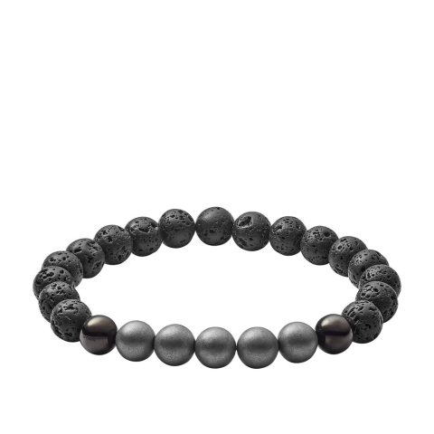 Lava, Hematite and Metal Bracelet