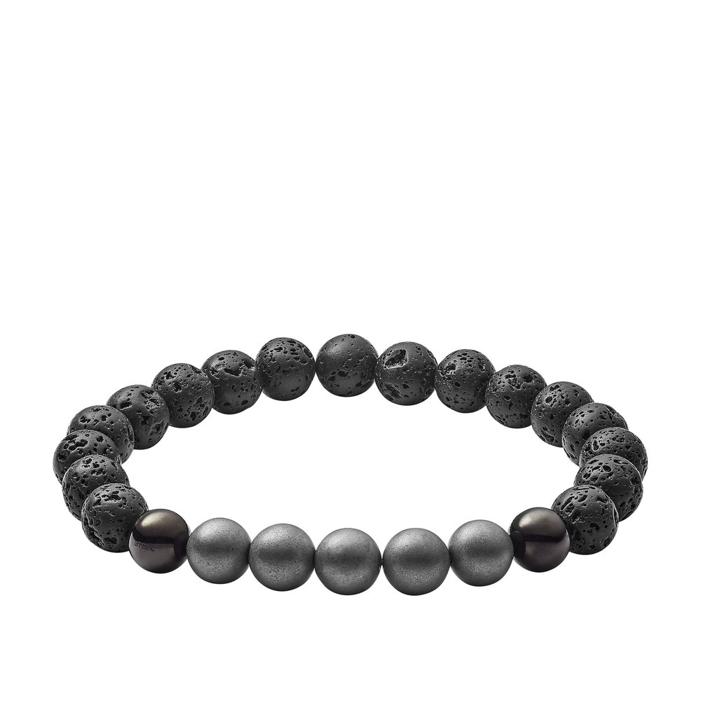 Lava, Hematite and Metal Bracelet