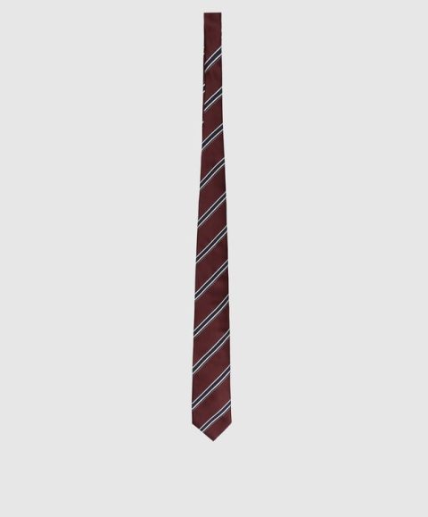 Brunello Cucinelli Diagonal Stripe Print Burgundy Men’s Tie